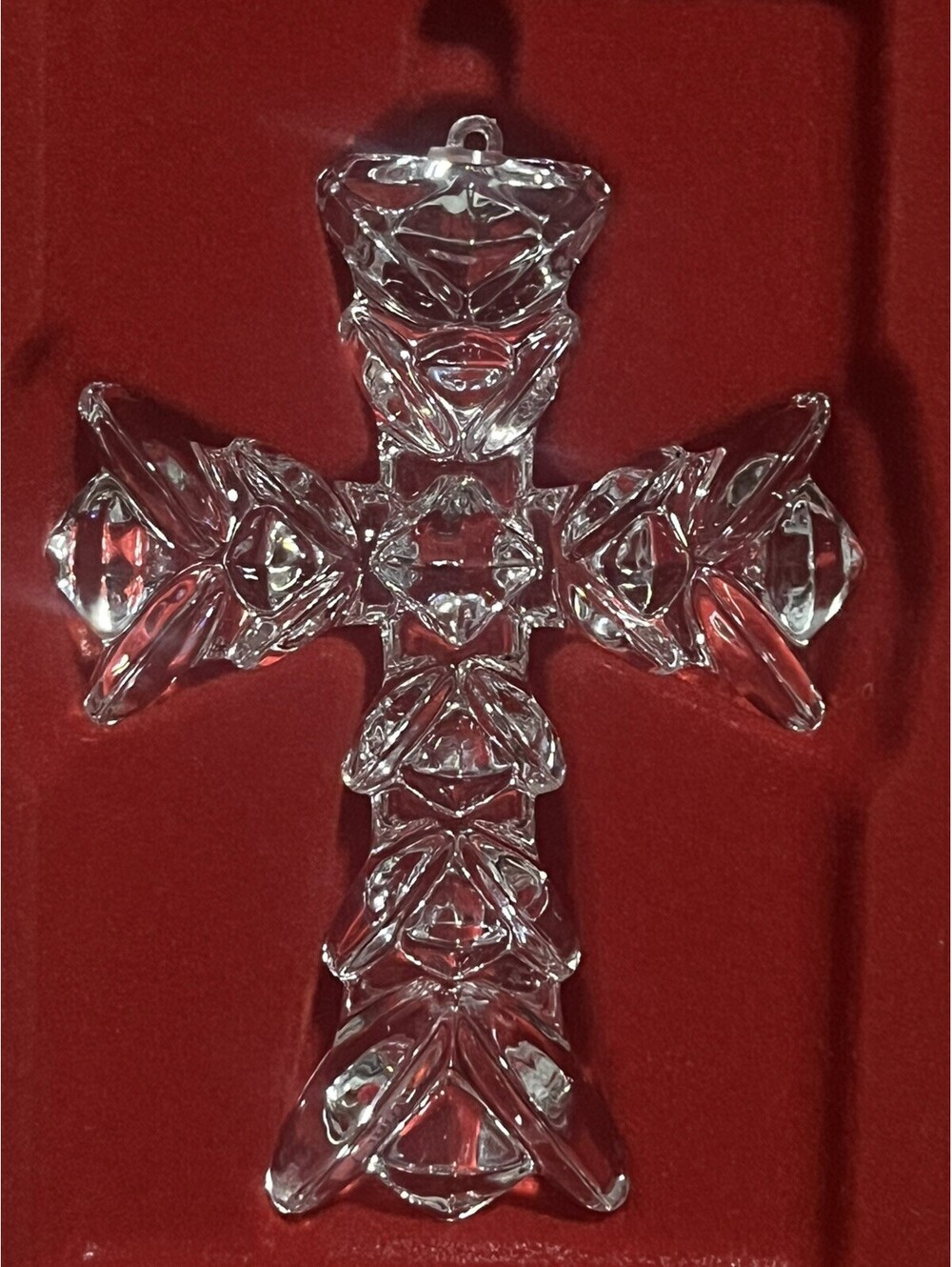 Gorham Full Lead Crystal Cross Ornament, Germany, 4".